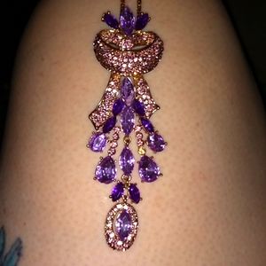 Beautiful Elegant Shades of Purple Crystal Pendant Necklace